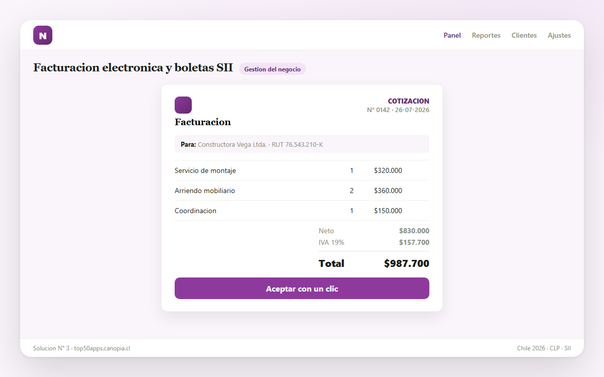 Vista previa de Facturacion electronica y boletas SII